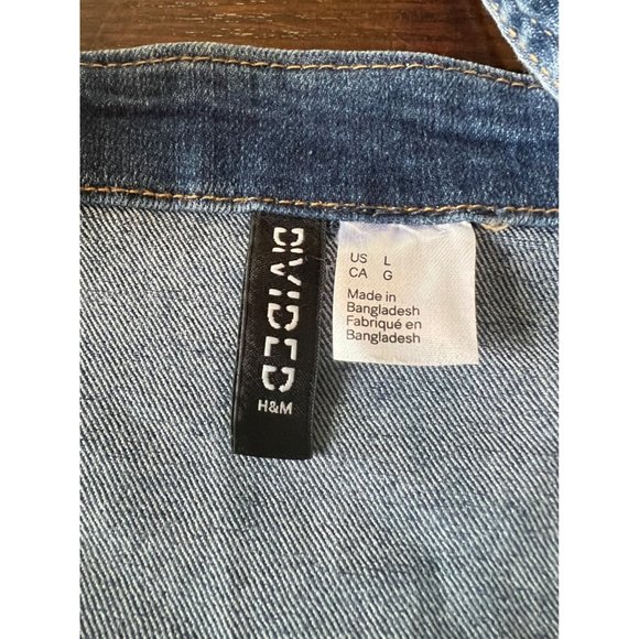 Divided Medium Wash Denim Sleeveless Button Front Mini Dress Women's Size Large - Picture 3 of 9
